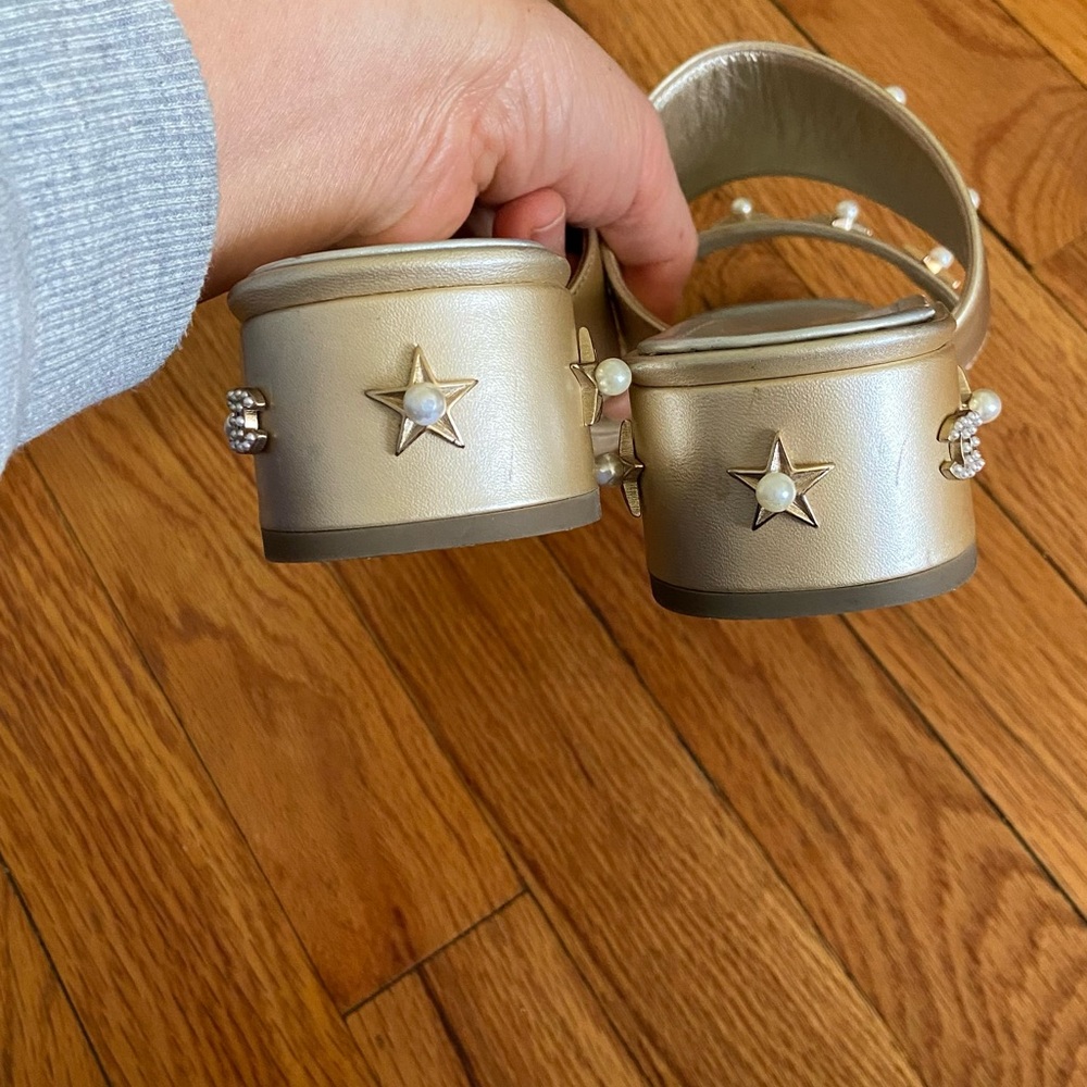 Chanel Gold Star Embellished Sandals - Picture 2 of 8